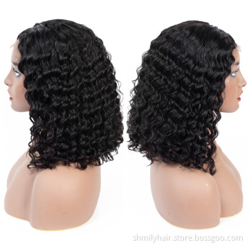 Natural 1b Color Short Size 8 Inch Bob Cut Malaysian Wig Real Virgin Human Cuticle Aligned Hair 13*4 Lace Front Deep Wave Wig